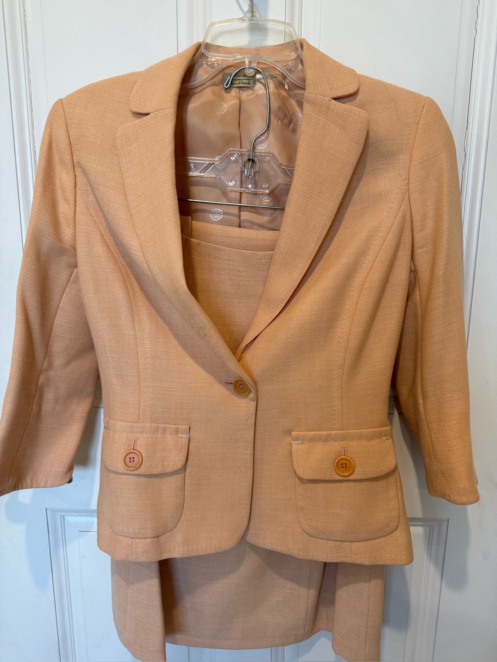 Vintage Max Studio Special Edition Peach Wool Blend Skirt Suit SZ 0 (fits ~2)